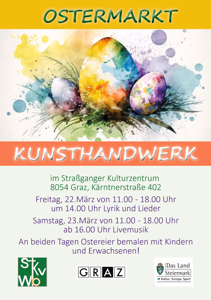 Ostermarkt Im Kulturzentrum Strassgang – Veranstaltung – Steiermärkischer Kunstverein Werkbund
